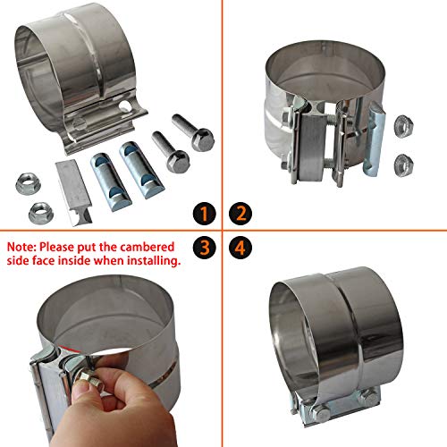LEDAUT Exhaust Band Clamps 5" Lap Joint - Stainless Steel With 1 Block 2Pcs For 5" Od To 5" Id Exhaust Pipe, Muffler, Elbow And Exhaust Tubing Connection(2 Pack) - Image 5