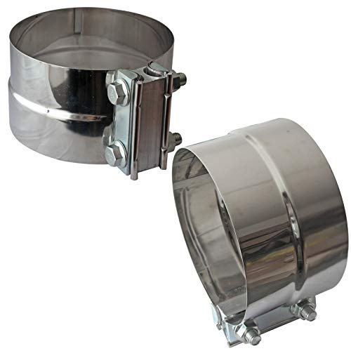 LEDAUT Exhaust Band Clamps 5" Lap Joint - Stainless Steel With 1 Block 2Pcs For 5" Od To 5" Id Exhaust Pipe, Muffler, Elbow And Exhaust Tubing Connection(2 Pack) - Image 1