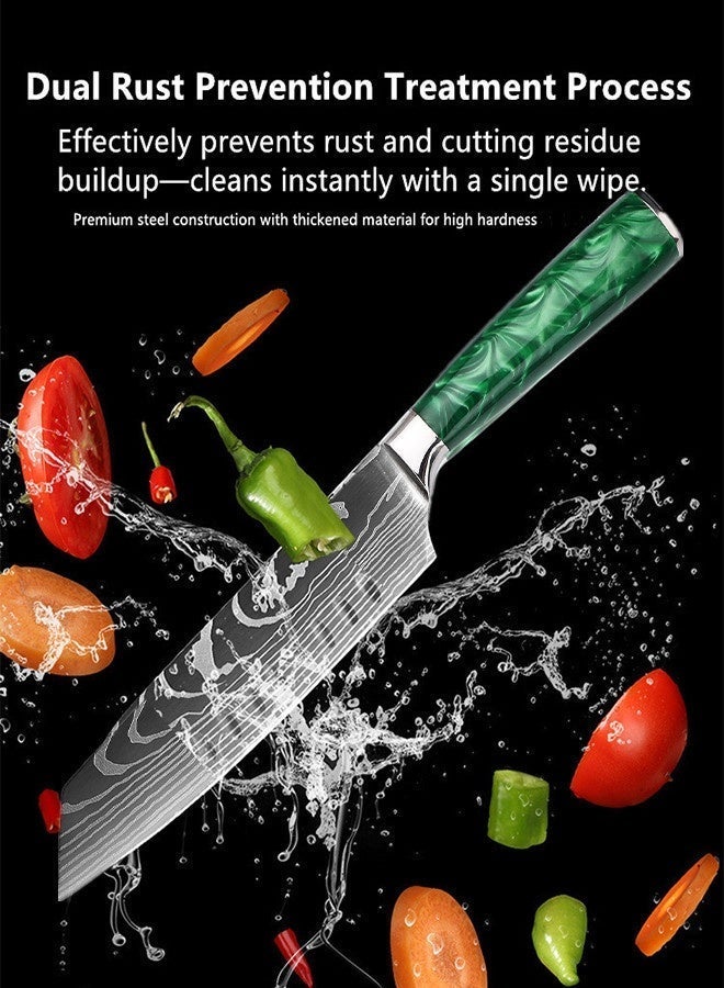 Saiboro Chef's Knife Kitchen Knife Paring Knife Premium with Gift Box,Green Resin+Damascus Pattern,Japanese Style Chef's Knife 8-inch - Image 4