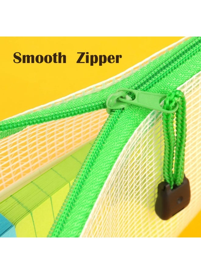 Blythornix A4 Size File Folders with Zipper, Plastic File Pockets Organizer with Zip Waterproof, Pouch Document Mesh Bag for Paper Storage, Multicolour File Jackets 10 Packs - Image 4