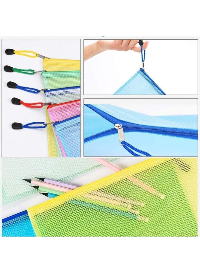 Blythornix A4 Size File Folders with Zipper, Plastic File Pockets Organizer with Zip Waterproof, Pouch Document Mesh Bag for Paper Storage, Multicolour File Jackets 10 Packs - Image 5