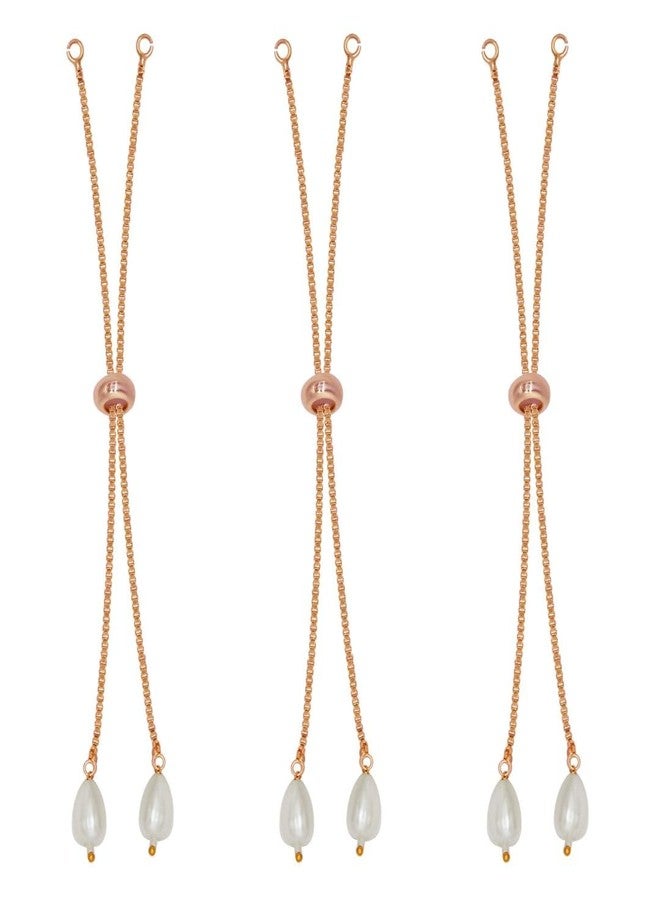 SATRA TRADERS Adjustable Slider Chain With Pearl Stopper Bracelet | Size : 4inch | Qty : 10pcs | B04 (Rosegold) - Image 2