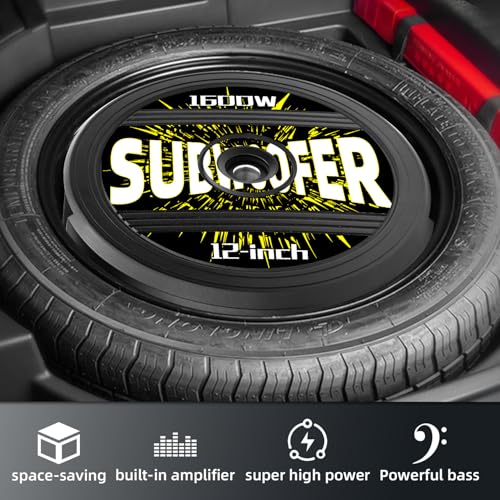 WDiYA 12" Active Spare Tire Subwoofer - 1600W Power, Plug & Play Car Subwoofer with Remote Control | Specifically Designed for Spare Tire Well | Deep Bass Car Amplifier Audio System, Easy Installation - Image 2