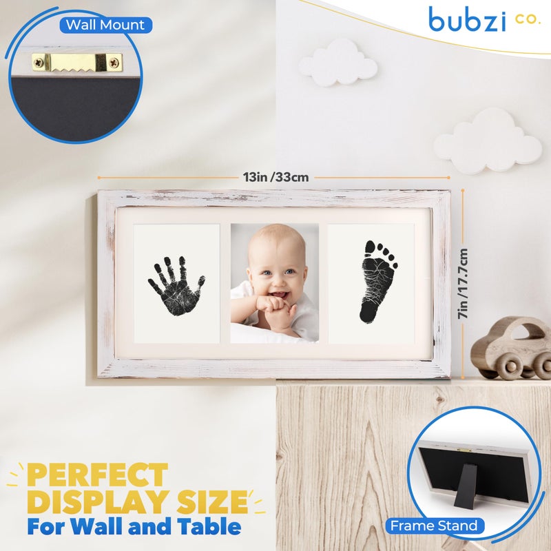 Bubzi Co Baby Handprint Kit & Footprint Photo Frame for Newborn Girls and Boys, Unique Baby Shower Gifts Set for Registry, Memorable Keepsake Decorations for Room Wall or Nursery Decor (White Wash) - Image 4