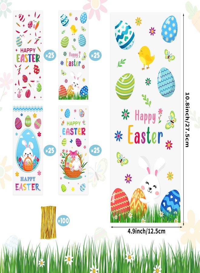 Atiloy 100 PCS Easter Treat Bags Happy Easter Goodie Bags Cellophane Candy Bag Bunny Egg Treat Bag for Easters Basket Decorations Easters Holiday Party Favors Supplies Gift Giving Wrap - Image 2