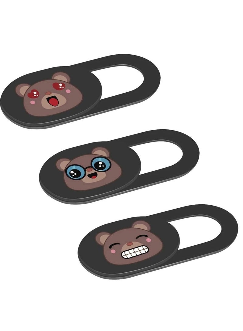 Captaintech Webcam Camera Cover Slide 0.02-inch Ultra-thin Cute Pattern Camera Cover for Macbook, Imac, Laptop, Pc, Ipad, Iphone, Smartphone, Protect Your Visual Privacy (bears-black) - Image 1