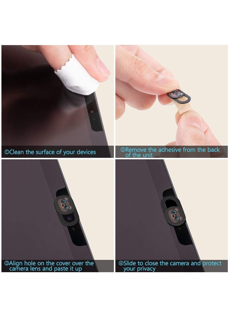 Captaintech Webcam Camera Cover Slide 0.02-inch Ultra-thin Cute Pattern Camera Cover for Macbook, Imac, Laptop, Pc, Ipad, Iphone, Smartphone, Protect Your Visual Privacy (bears-black) - Image 4