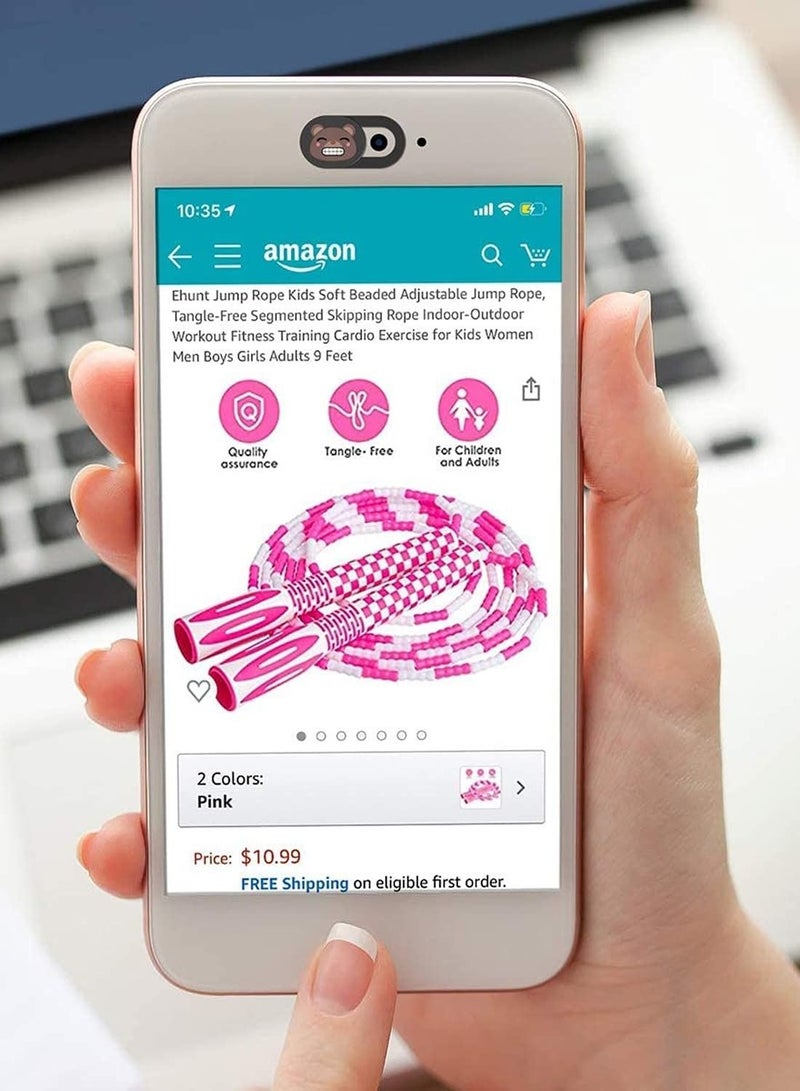 Captaintech Webcam Camera Cover Slide 0.02-inch Ultra-thin Cute Pattern Camera Cover for Macbook, Imac, Laptop, Pc, Ipad, Iphone, Smartphone, Protect Your Visual Privacy (bears-black) - Image 3