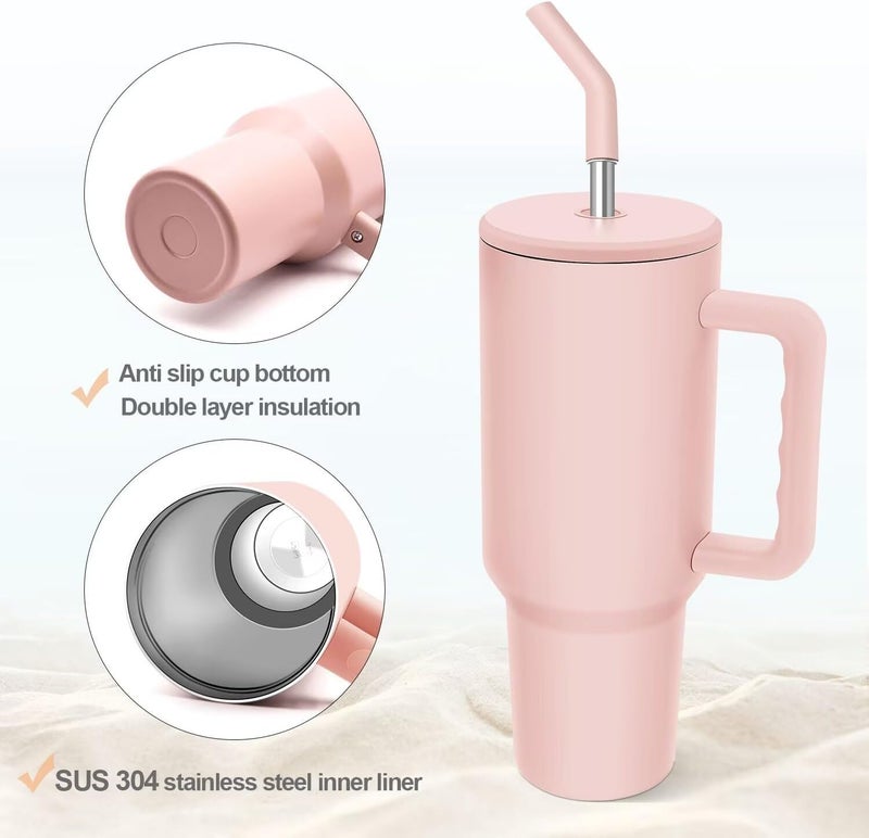 S SMITEX Smitex Stainless Steel Tumbler with Lid and Straw Vacuum Insulated Tumbler Double Wall Leak Proof Tumbler for Office Gym Traveling Tea Rose 1200ml 40 oz - Image 4