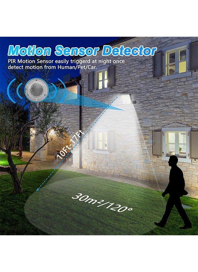 Ecoey - Solar Outdoor Lights, 256 LED Solar Powered Motion Sensor Security Lights with Remote Control 16.4Ft Cable IP65 Waterproof 3 Modes Flood Lights for Outside Porch Yard Garage - Image 1