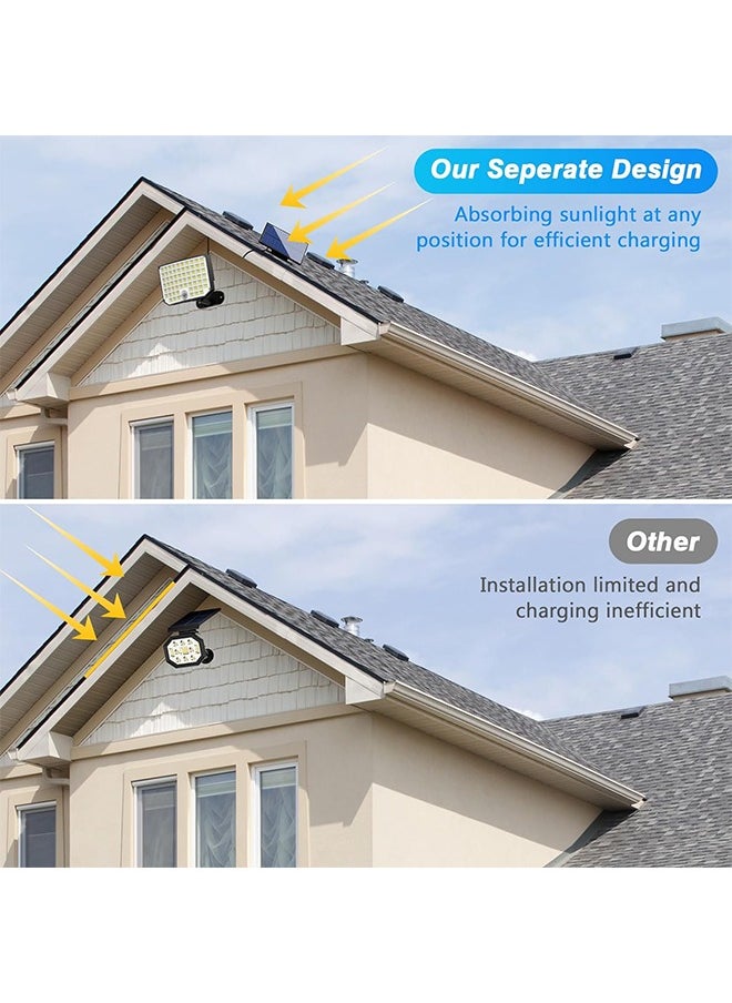 Ecoey - Solar Outdoor Lights, 256 LED Solar Powered Motion Sensor Security Lights with Remote Control 16.4Ft Cable IP65 Waterproof 3 Modes Flood Lights for Outside Porch Yard Garage - Image 1
