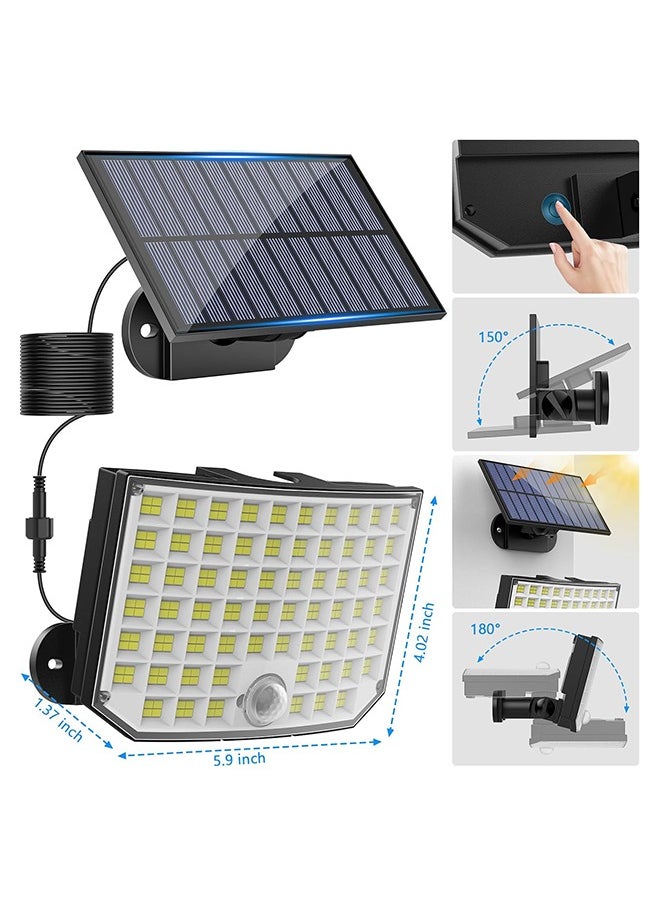 Ecoey - Solar Outdoor Lights, 256 LED Solar Powered Motion Sensor Security Lights with Remote Control 16.4Ft Cable IP65 Waterproof 3 Modes Flood Lights for Outside Porch Yard Garage - Image 1