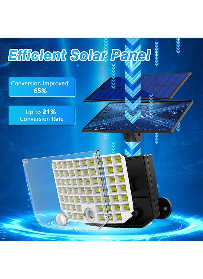 Ecoey - Solar Outdoor Lights, 256 LED Solar Powered Motion Sensor Security Lights with Remote Control 16.4Ft Cable IP65 Waterproof 3 Modes Flood Lights for Outside Porch Yard Garage - Image 1
