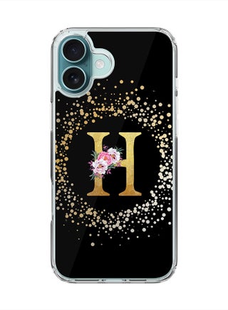 Custom Monogram Floral - H ( Black )