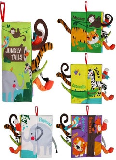 beiens beiens Baby Books Toys, Touch and Feel Crinkle Cloth Books for Babies, Infants & Toddler, Early Development Interactive Car & Stroller Soft Toys Gifts for Boys & Girls (Jungle Tails-1 Book)  - Image 4