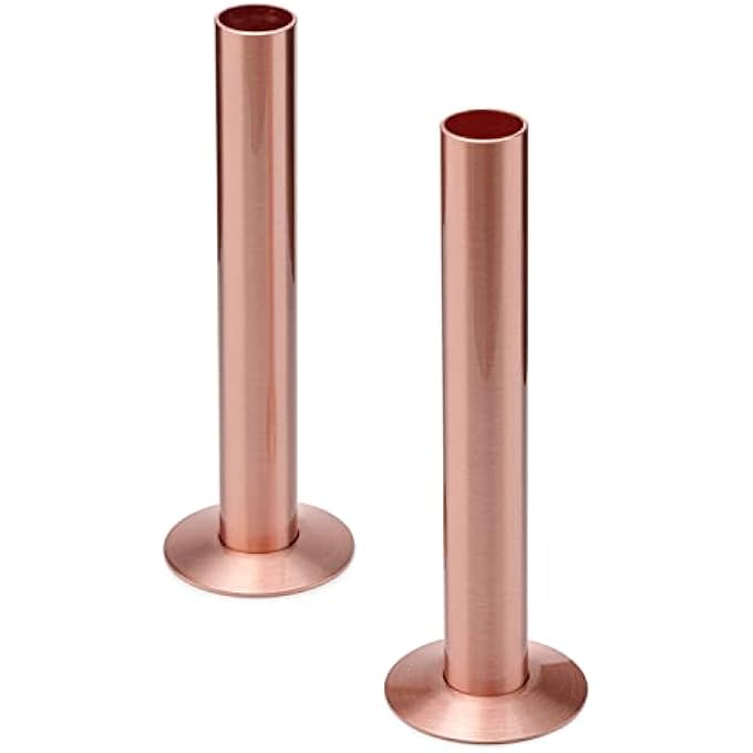 COPPER TRV THERMOSTATIC RADIATOR VALVE PIPE COVERS SLEEVES & COLLARS 130MM X 18MM - Image 1