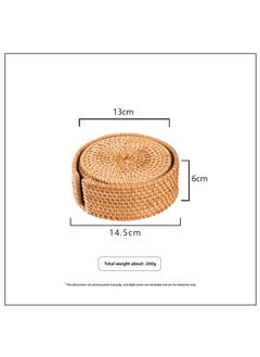 Vietnam Autumn Vine Woven Coasters Round Table Mats 13cm(6 pieces + shell)