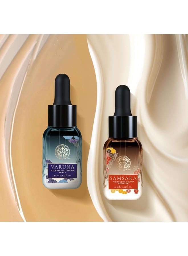 فورست اسينشالز ثنائي سيروم الوجه عالي الأداء من فوريست إسينشالز، للاستخدام ليلاً ونهاراً، لمكافحة علامات تقدم السن | بشرة ممتلئة، رطبة، وأكثر نعومة | تركيبة مبتكرة بتقنية النانو ومستخلصات الأعشاب المخمرة | نتائج مثبتة سريرياً - Image 1