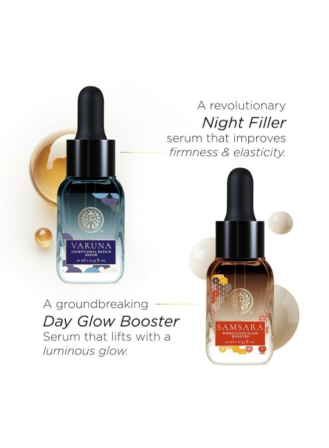 فورست اسينشالز ثنائي سيروم الوجه عالي الأداء من فوريست إسينشالز، للاستخدام ليلاً ونهاراً، لمكافحة علامات تقدم السن | بشرة ممتلئة، رطبة، وأكثر نعومة | تركيبة مبتكرة بتقنية النانو ومستخلصات الأعشاب المخمرة | نتائج مثبتة سريرياً - Image 2