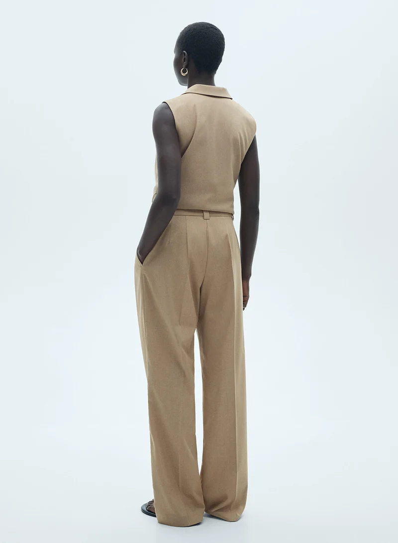 مانجو Pleated Straight-Fit Pants