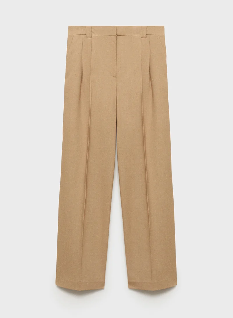 مانجو Pleated Straight-Fit Pants