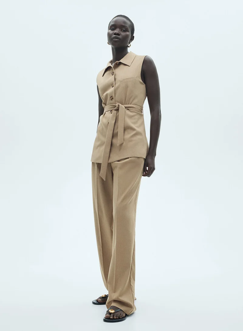 مانجو Pleated Straight-Fit Pants