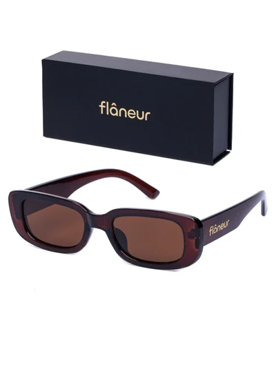 flâneur Stylish Polarized Square Framed Sunglasses For Women and Men Brown