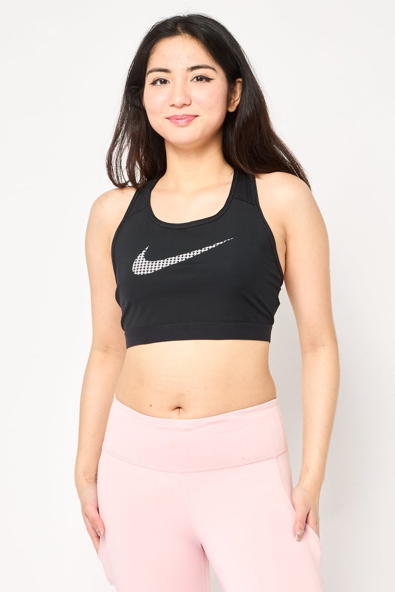 Nike سوتيان رياضي غير مبطن للنساء بشعار العلامة التجارية، أسود - Image 1