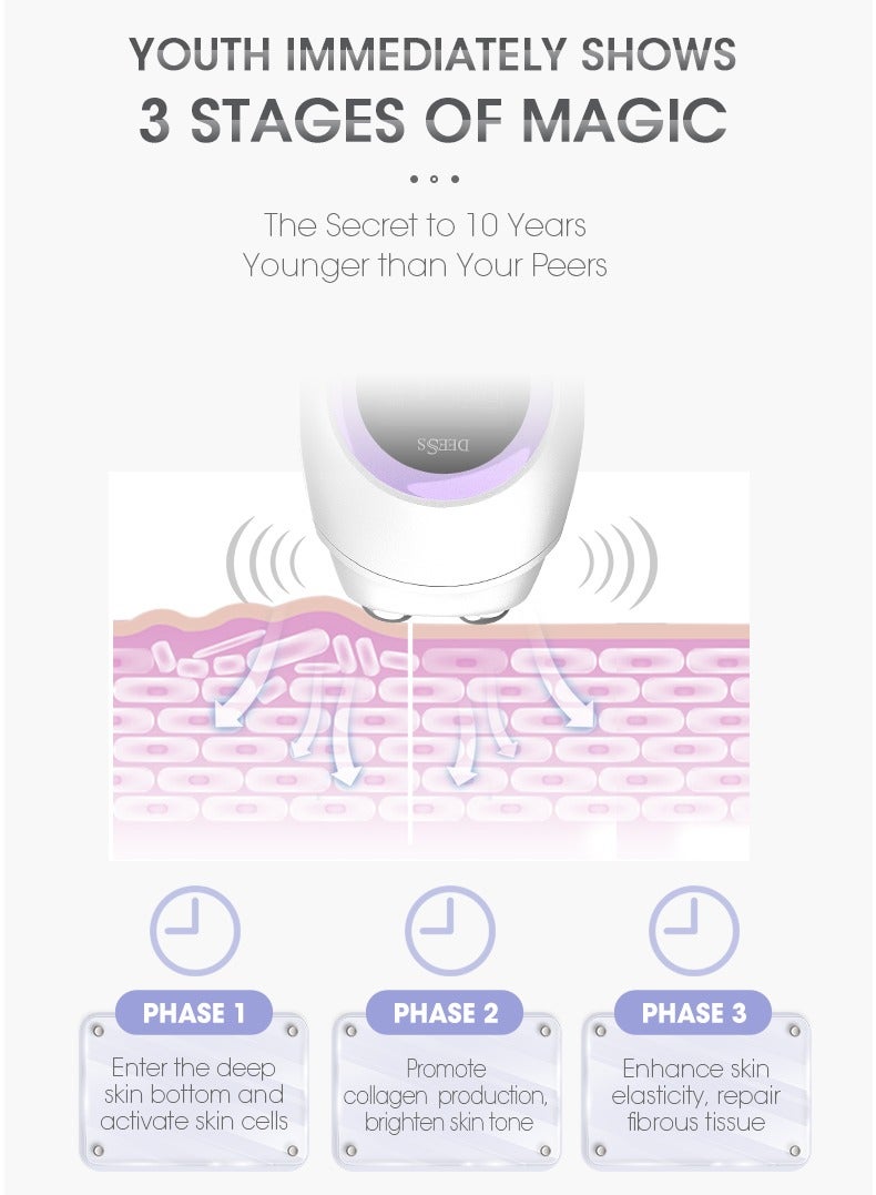 ديس جهاز تجميل للعناية بالبشرة من Rf Ems، جهاز تجميل بتردد الراديو ومضاد للشيخوخة، جهاز شد الوجه مكركرنت باللون الأرجواني - Image 5