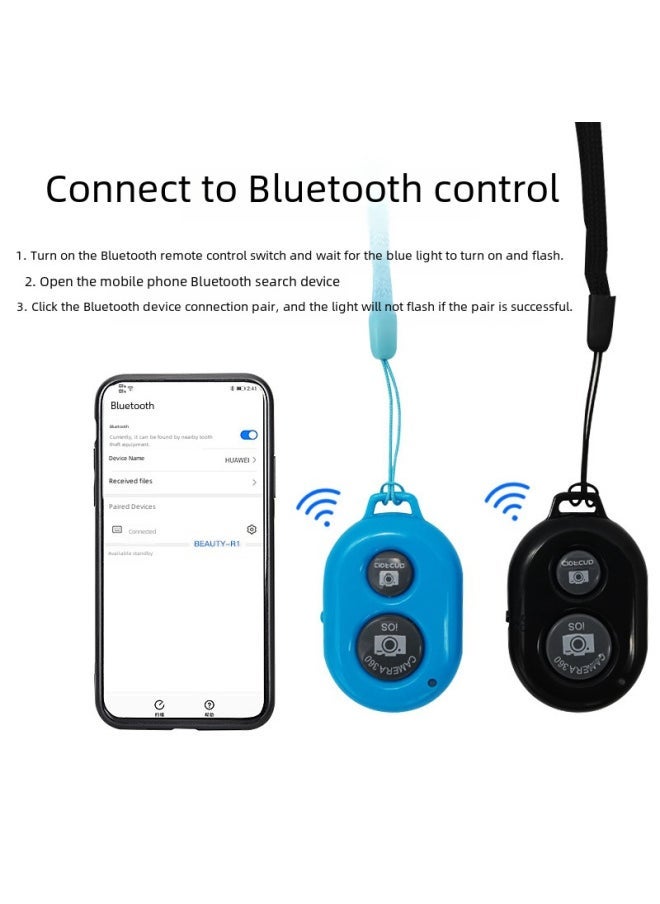 Wireless Bluetooth Selfie Device Universal Android/IOS Remote Control Quick Shutter Mobile Phone Bluetooth Selfie Remote Control-Color:Blue + PE Bag + Manual - Image 3