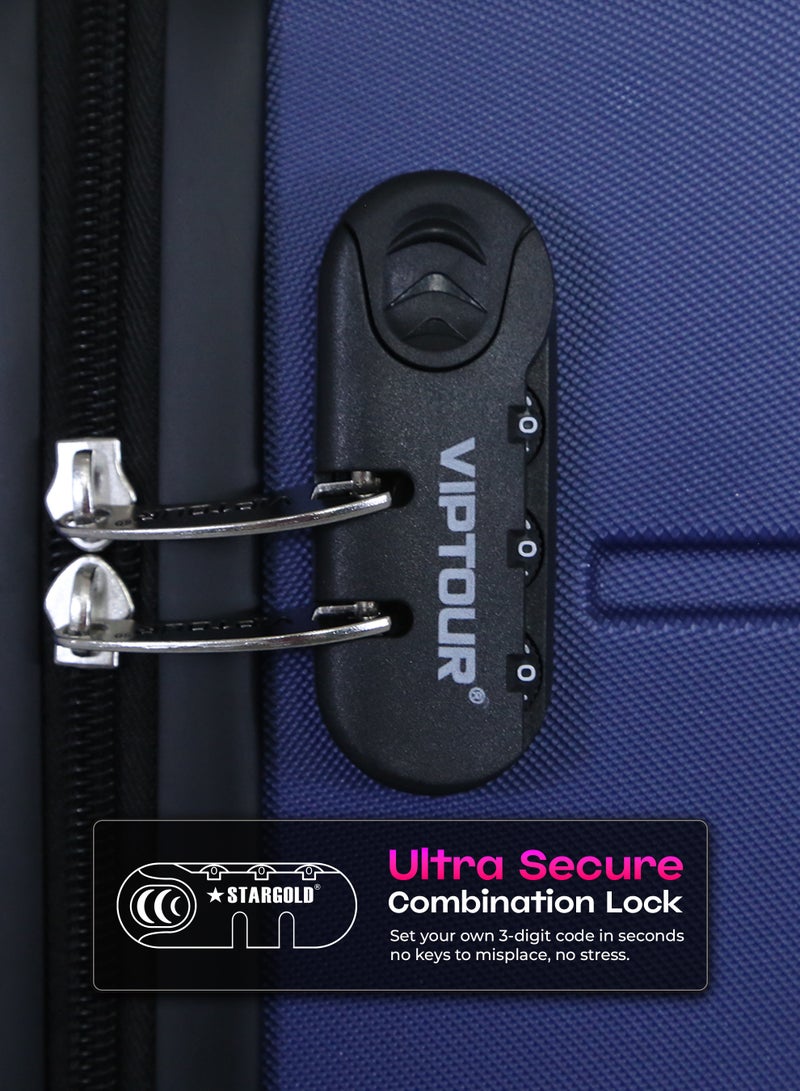 VIPTOUR Luggage Set 3Pcs ABS Trolley Bag Set With Number Lockable System - Image 3