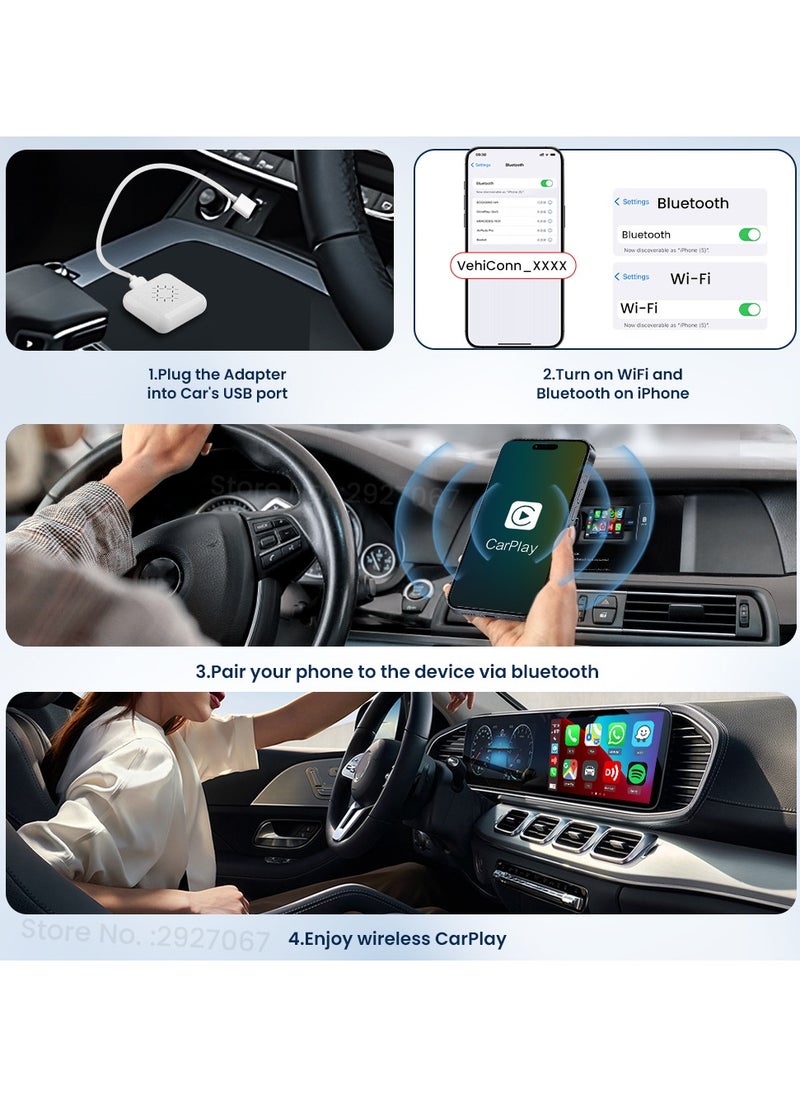 Carlinkit 3.0 Carplay محول لاسلكي U2W صندوق تشغيل السيارة بلوتوث واي فاي اتصال تلقائي مناسب للوسائط المتعددة للسيارة الأصلية السلكية إلى اللاسلكية
