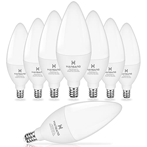hansang LED E12 Chandelier Light Bulbs, Type B Light Bulbs 5W (60W Equivalent), Natural White 4000K Candelabra LED Light Bulbs, E12 Light Bulb 500LM, Non-Dimmable B11 Ceiling Fan Light Bulb, 8 Pack - Image 1