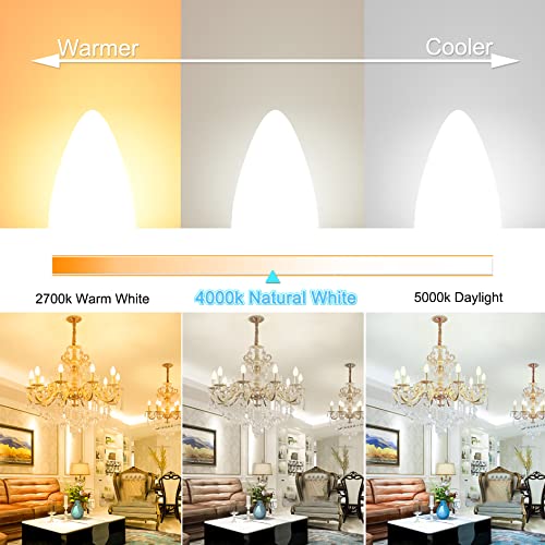 hansang LED E12 Chandelier Light Bulbs, Type B Light Bulbs 5W (60W Equivalent), Natural White 4000K Candelabra LED Light Bulbs, E12 Light Bulb 500LM, Non-Dimmable B11 Ceiling Fan Light Bulb, 8 Pack - Image 5