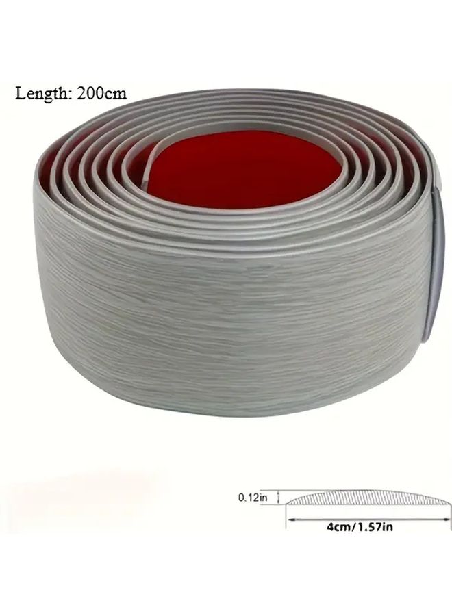 1 Pcs Gray Wood Grain PVC Wood Floor Transition Strip 78.74 Inch Self Adhesive Easy To Cut Edge Sealing Tape With Flat Buckle For Secure Seam Closure Home Renovation Project Bathroom Waterproofing Seamless Transition Polished Finish - Image 4