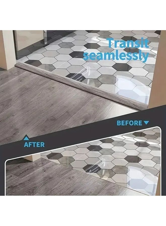1 Pcs Gray Wood Grain PVC Wood Floor Transition Strip 78.74 Inch Self Adhesive Easy To Cut Edge Sealing Tape With Flat Buckle For Secure Seam Closure Home Renovation Project Bathroom Waterproofing Seamless Transition Polished Finish - Image 5