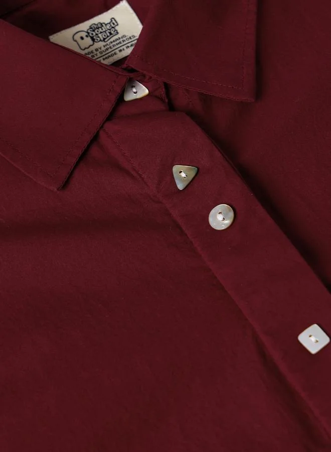 The Souled Store  Maroon Long Sleeve Relaxed Fit Shirt for Women | Best Price UAE