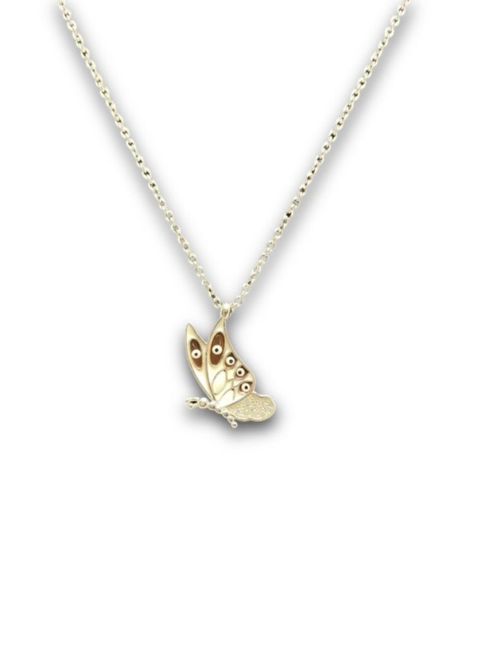 Black and white butterfly 925 sterling silver necklace
