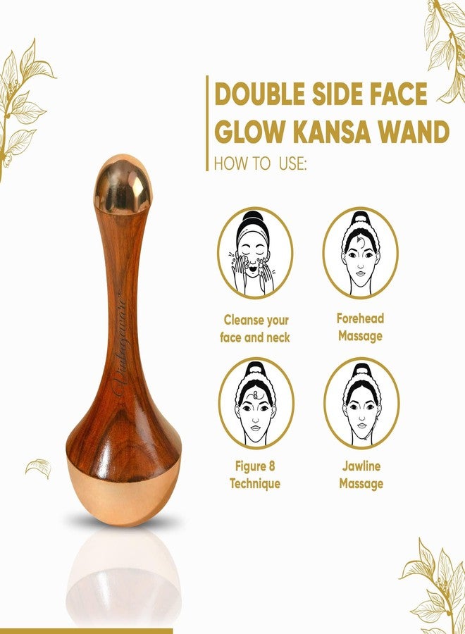 Vintageware® Dual Side Kansa Wand, Bronze Comb, and Kansa Face Roller - Ayurvedic Massage Tools for Relaxation, Detox, Hair Growth, and Anti-Aging Skincare - Image 5