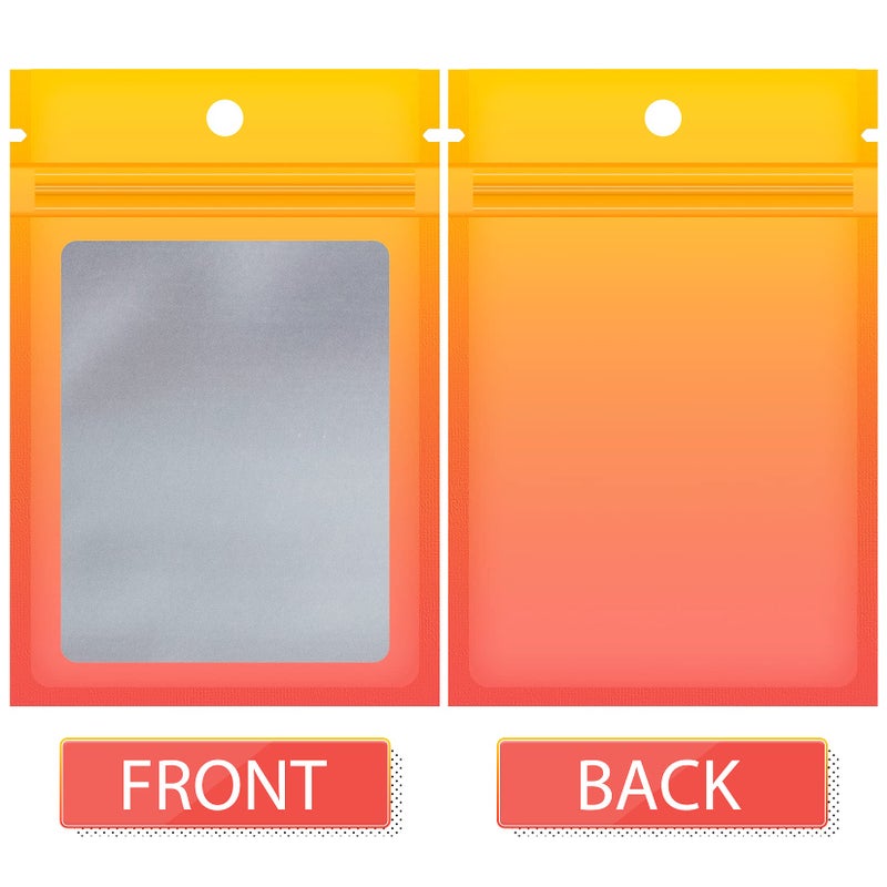 Funfery 100 Pack Mylar Resealable Bags, Clear Gradient Packing Bags for Food Storage, Small Business, Foil Pouch Smell Zipper Proof Bag for Sample Jewelry Eyelash Gloss(Yellow Orange,2.7x3.9in) - Image 2