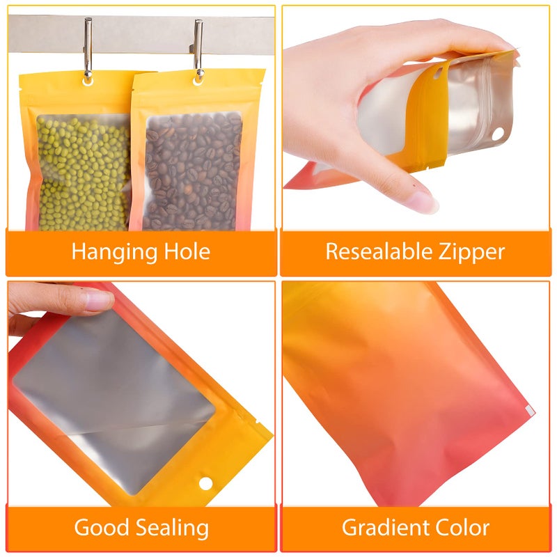 Funfery 100 Pack Mylar Resealable Bags, Clear Gradient Packing Bags for Food Storage, Small Business, Foil Pouch Smell Zipper Proof Bag for Sample Jewelry Eyelash Gloss(Yellow Orange,2.7x3.9in) - Image 4