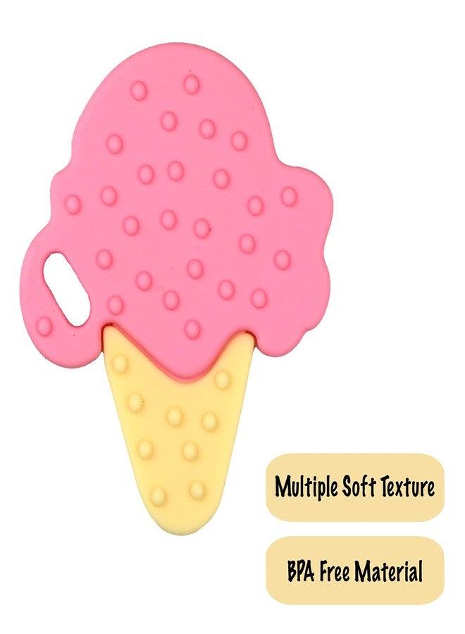 GUCHIGU Teethers for Babies | BPA Free Silicone Soft Baby Toys | Ice Cream Shaped Baby Gum Molar Chew Toy Releive Long Tooth Pain | Toodle Teething Pacifier BT2038C (6-12 Months, Pink) - Image 3