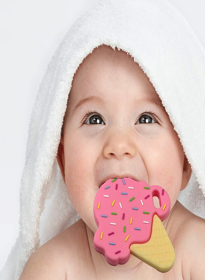 GUCHIGU Teethers for Babies | BPA Free Silicone Soft Baby Toys | Ice Cream Shaped Baby Gum Molar Chew Toy Releive Long Tooth Pain | Toodle Teething Pacifier BT2038C (6-12 Months, Pink) - Image 2