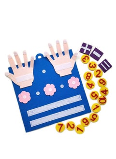 MIXDE Montessori Learning Toddler Felt Educational Toy Finger Number Counting Math Felt Board Preschool Manipulatives Travel Game Addition Subtraction 3+ Year Old Gift Activity Kindergarten (Blue)  - Image 1