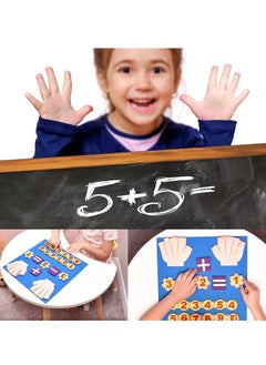MIXDE Montessori Learning Toddler Felt Educational Toy Finger Number Counting Math Felt Board Preschool Manipulatives Travel Game Addition Subtraction 3+ Year Old Gift Activity Kindergarten (Blue)  - Image 2
