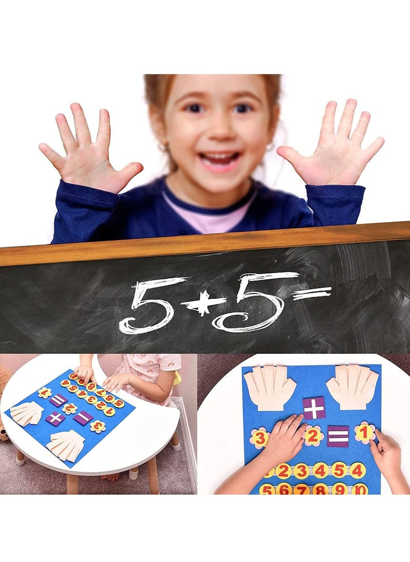 MIXDE Montessori Learning Toddler Felt Educational Toy Finger Number Counting Math Felt Board Preschool Manipulatives Travel Game Addition Subtraction 3+ Year Old Gift Activity Kindergarten (Blue)  - Image 2