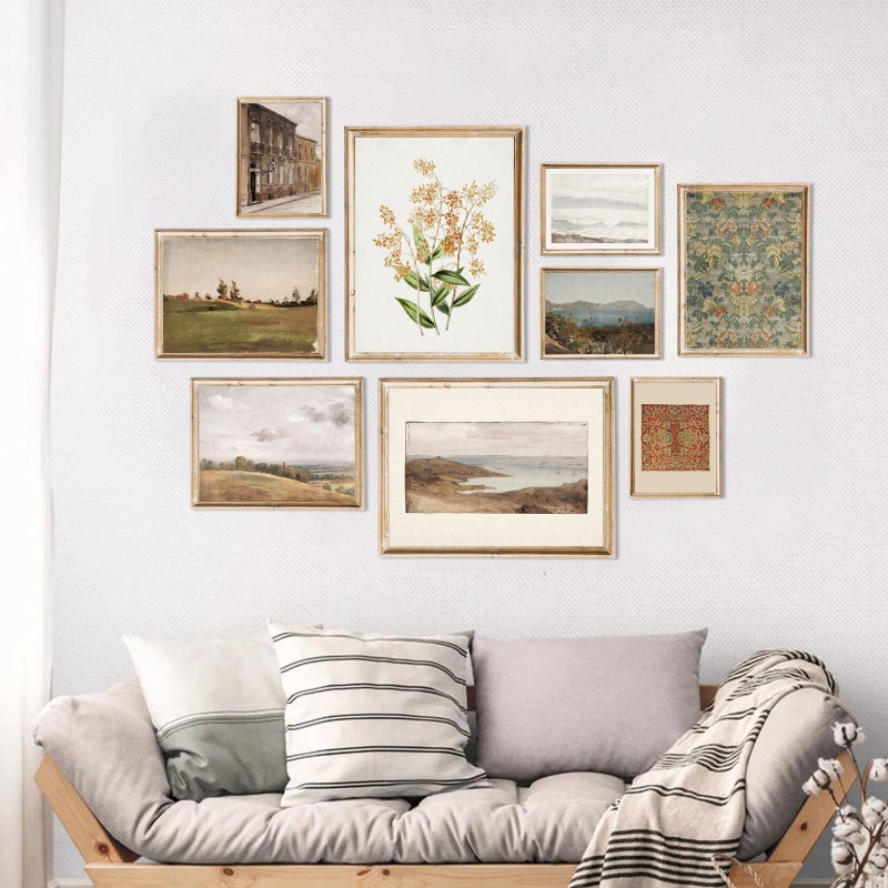 UNIRO Vintage French Country Wall Decor, Vintage Wall Art Prints Farmhouse Wall Decor, Countryside Landscape Painting Spring Canvas Art Prints, Antique Vintage Painting Poster Aesthetic for Bedroom Kitchen ,UNFRAMED - Image 4