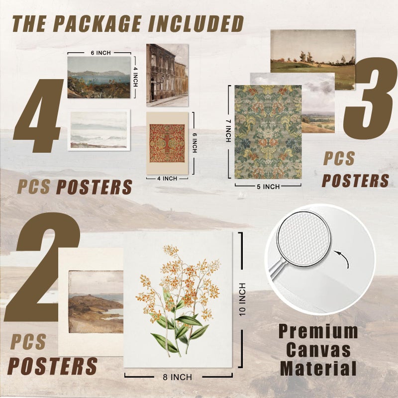 UNIRO Vintage French Country Wall Decor, Vintage Wall Art Prints Farmhouse Wall Decor, Countryside Landscape Painting Spring Canvas Art Prints, Antique Vintage Painting Poster Aesthetic for Bedroom Kitchen ,UNFRAMED - Image 2