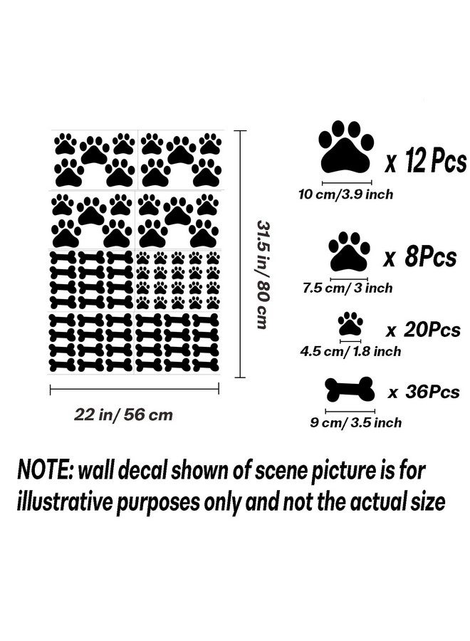 thovorrnl 76 Pcs Dog Stickers, Dog Paw Decal, Paw Print Sticker Bones Stickers, Room Decor Removable Vinyl DIY Art Animal Footprint Mural for Kid Nursery Bedroom - Image 2