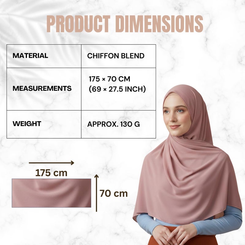 NOOR Chiffon Hijab Set for Women - Pack of 5 Lightweight Non-Slip Scarves, Premium Breathable Fabric, Elegant Draping for Everyday Wear, Versatile Styling, Gift-Ready Packaging (Mix Colors 6) - Image 4